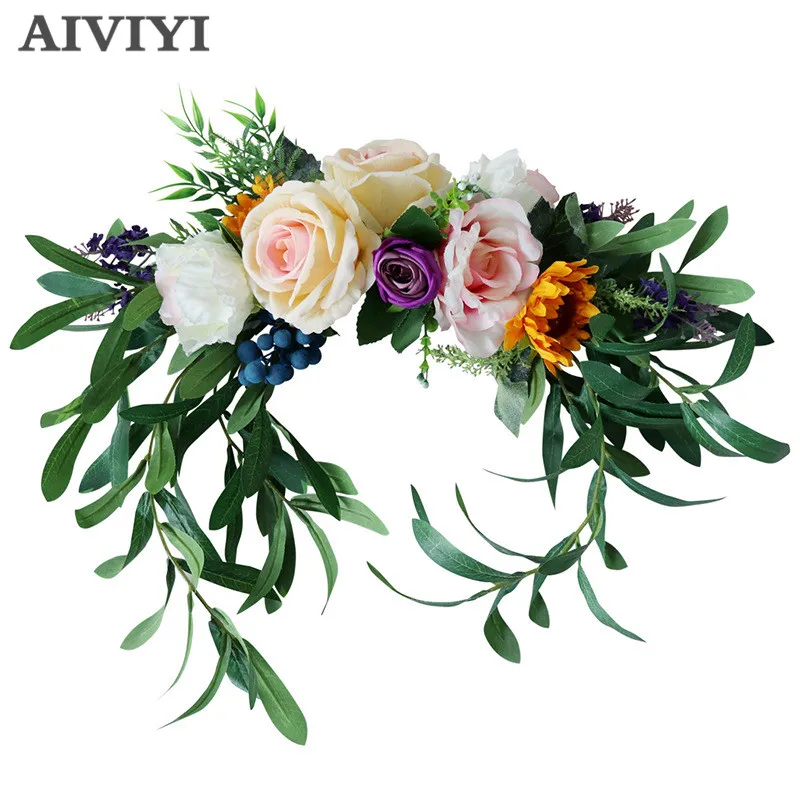 Wedding chair back flower decoration European small fresh foreign trade quality goods simulation rose church wedding celebration | Дом и сад