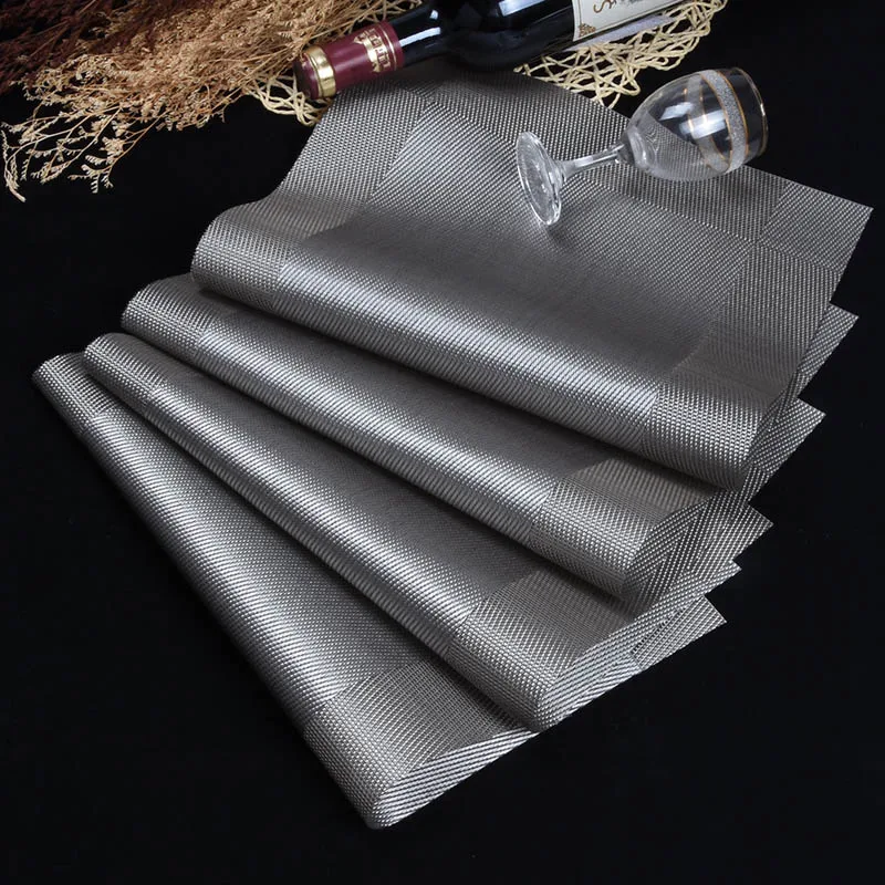 Silver Grey WHQ 4 шт./лот коврик для столовых приборов из ПВХ, коврик для обеденного стола, дисковые подушечки, подстилки для чаши, подставки, водонепроницаемый коврик для скатерти, нескользящая подкладка - Цвет: Silver Grey