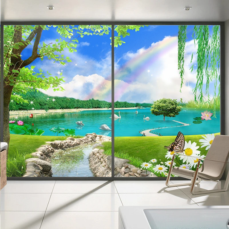 

Electrostatic frosted window glass sticker transparent opaque bathroom kitchen cellophane office film