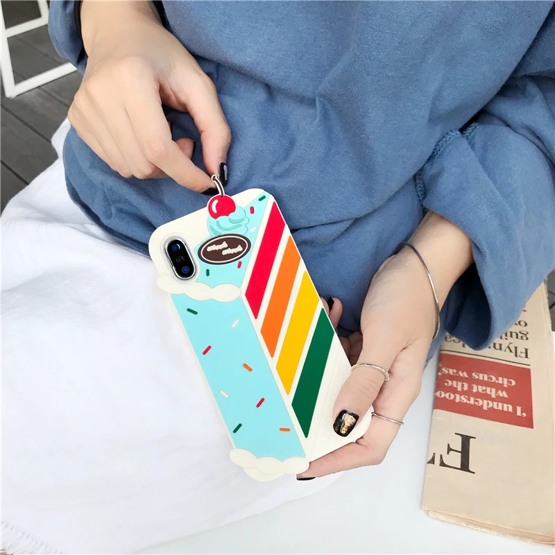 Милый мультфильм Картофель фри/Торт Силиконовый чехол для телефона iphone 8 X XR XSMAX 6s 6