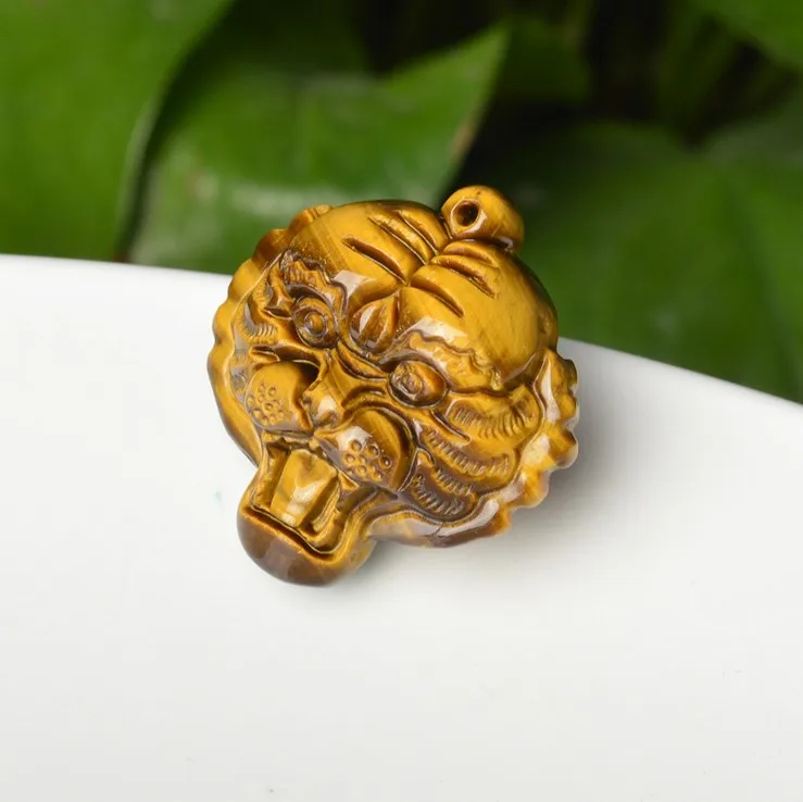 

Hand Made Natural Tiger eye stone Pendant Gold Tiger Head Pendants Necklace For Women Men pendants Fashion Jewelry