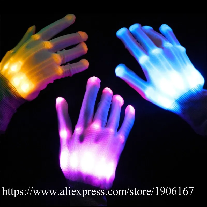 Модные светодиодные перчатки Colorfu одна пара светящиеся новинка товары вечерние
