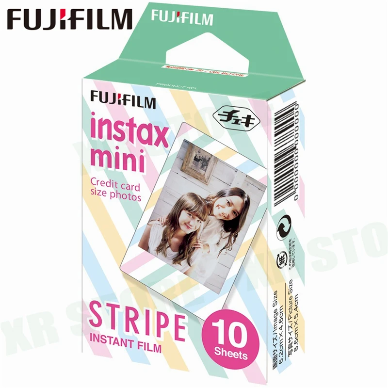 Fujifilm Instax Mini 11 8 9 Film Stripe Fuji Instant Photo Paper 10 Sheets For 70 7s 50s 50i 90 25 Share SP-1 2 Lomo Camera | Электроника