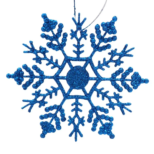 royal blue 12 шт. пластиковая искусственная Снежинка, Рождественская елка, снежные Подвески с блестками, украшения на год, Рождество, вечерние украшения для дома, подарки для детей - Цвет: royal blue