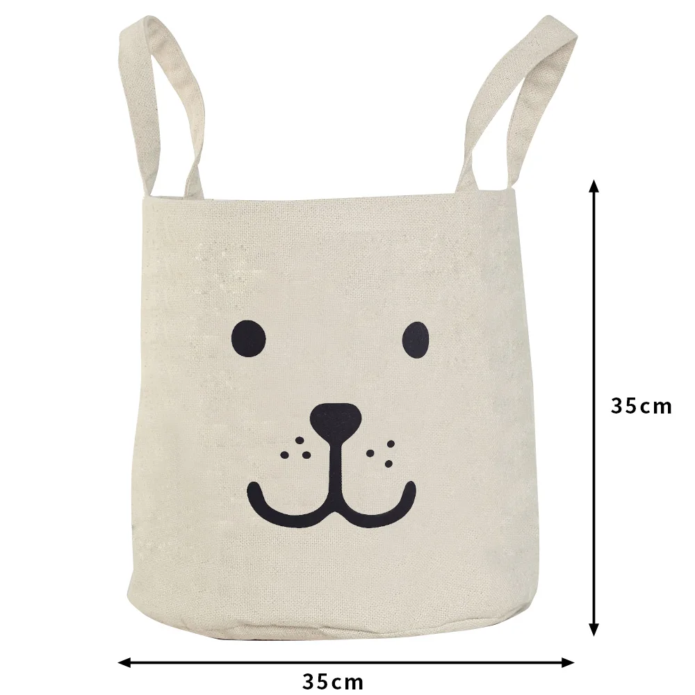 Small smile dog Сумка для хранения игрушек, супер большой органайзер, корзина для белья, корзина для грязной одежды, корзина для белья, лошадь, 68*48 см, Брезентовая корзина, спасательная сумка - Цвет: Small smile dog