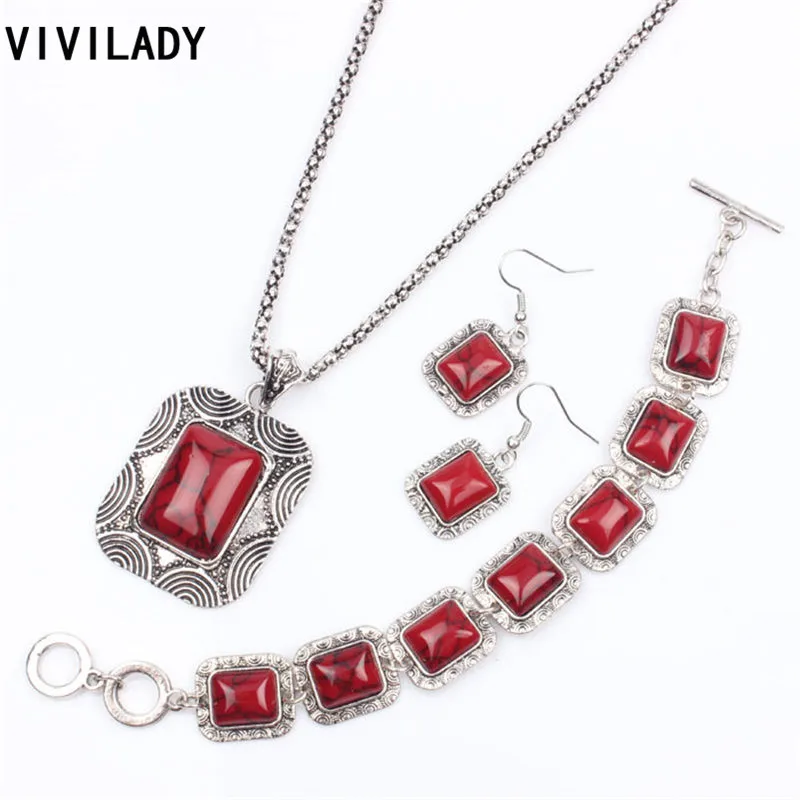 Женский винтажный комплект ювелирных изделий VIVILADY из 3 предметов серебряное