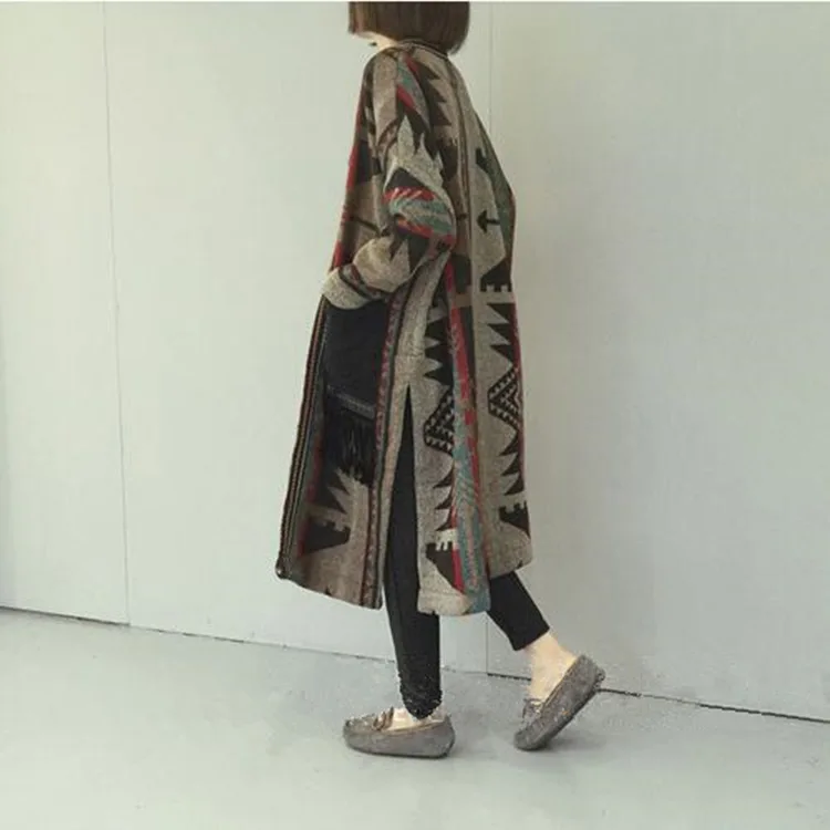 Women Vintage Sweaters Open Stitch Long Sleeve Coat Spring Knitted Retro Tops |