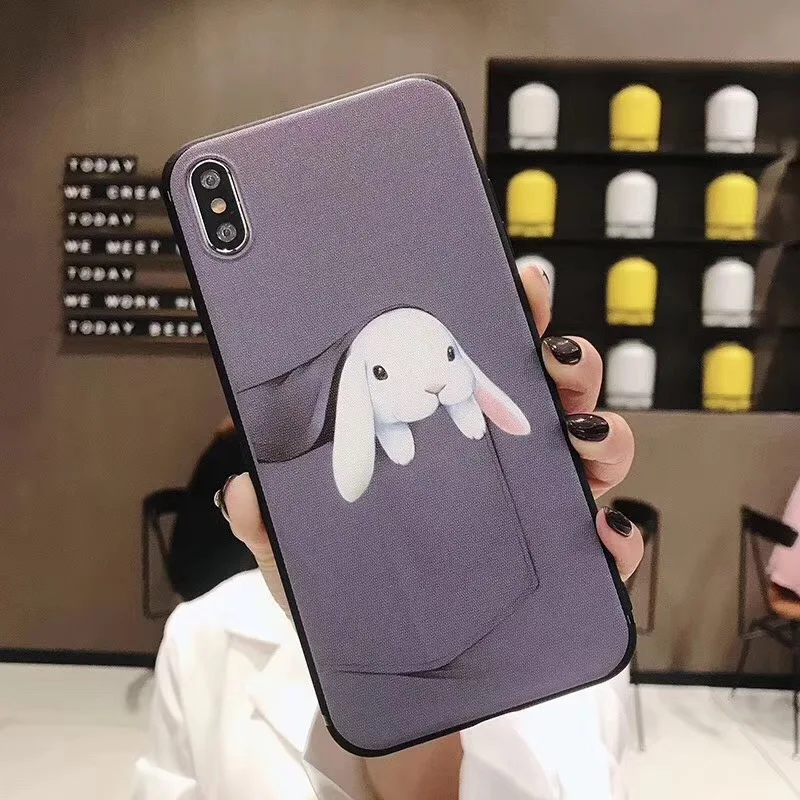 Bunny Only Мягкий чехол из ТПУ на запястье для iphone 7, 8, 6, 6s plus, SE, 5, 5S чехол для iphone X, Xs, 11 Pro, Max, XR, чехол с котом, Кроликом, Кроликом, чехол-держатель с кольцом - Цвет: Bunny Only