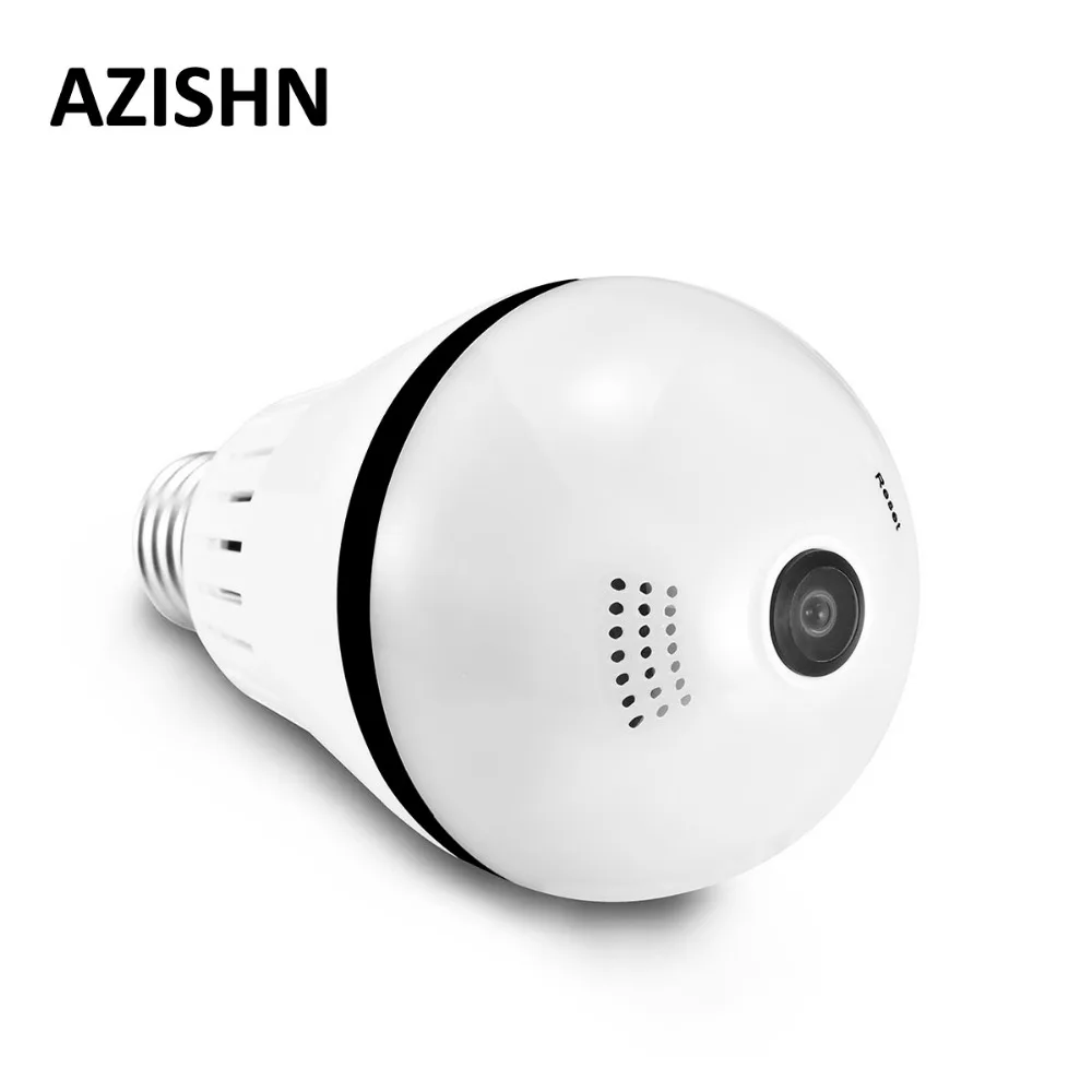 Панорамная IP камера AZISHN с Wi Fi 960P 360 градусов ИК и светодиодная лампочка рыбий глаз
