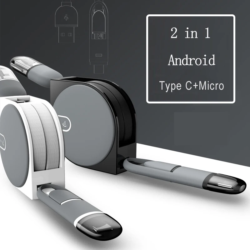 Usb type C OATSBASF 2 в 1 кабель Micro usb для samsung galaxy Note 9 S9 S8 Plus one plus 5T a8 a5 j5 s7 edge|Кабели
