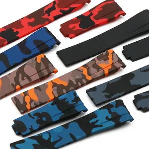Ремешок резиновый Камуфляжный для мужских часов, водонепроницаемый силиконовый браслет для Rolex water ghost Di Tong Ghost King GMT, 20 мм
