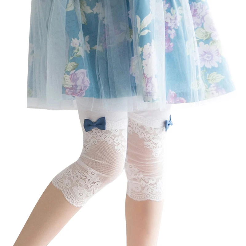 2018 new summer Korean style solid skinny lace splice kids leggings baby mm clothes girls bow calf-length pant | Детская одежда и