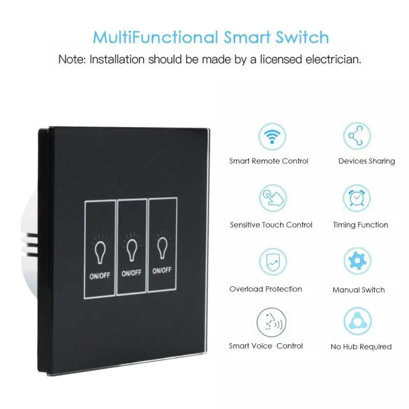 Lemaic 3 Way Gang ЕС Умный дом Дистанционное управление сенсорный переключатель Wi-Fi