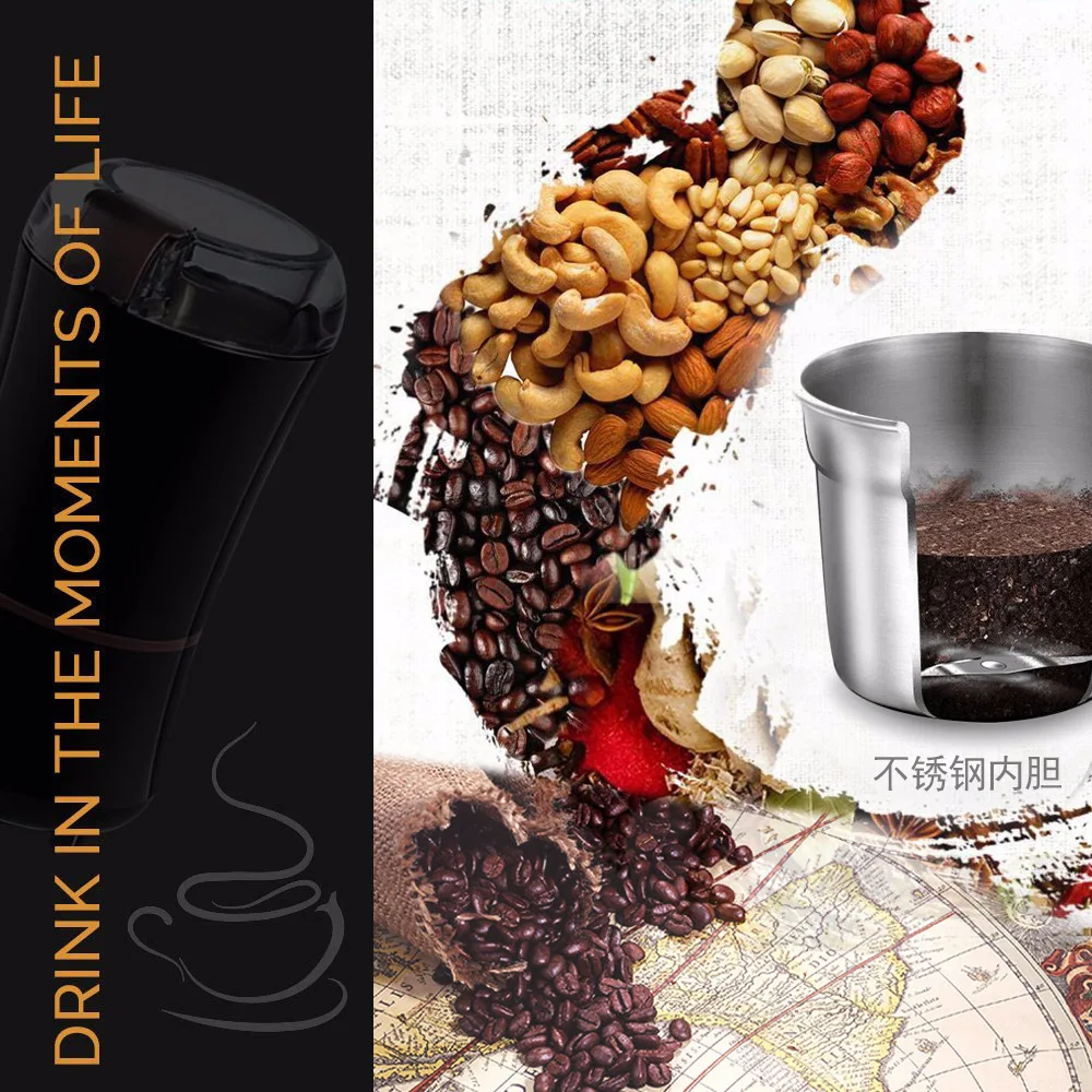 

EU plug Mini Kitchen Salt Pepper Grinder Powerful Spice Nuts Seeds Coffee Bean mill