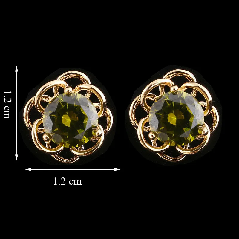 Женские маленькие серьги гвоздики ZOSHI золотого цвета с зеленым цирконом