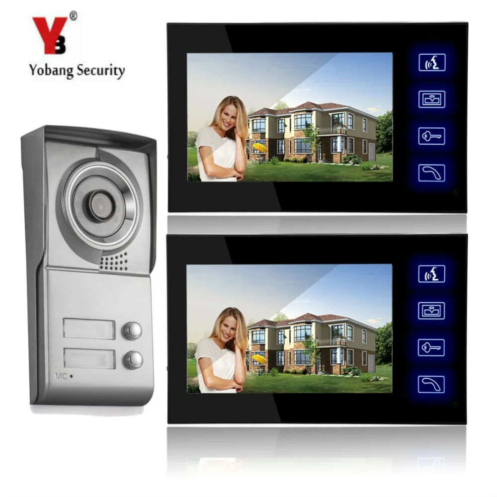 YobangSecurity 7-дюймовый сенсорный экран видеодомофон дверной звонок колокольчики
