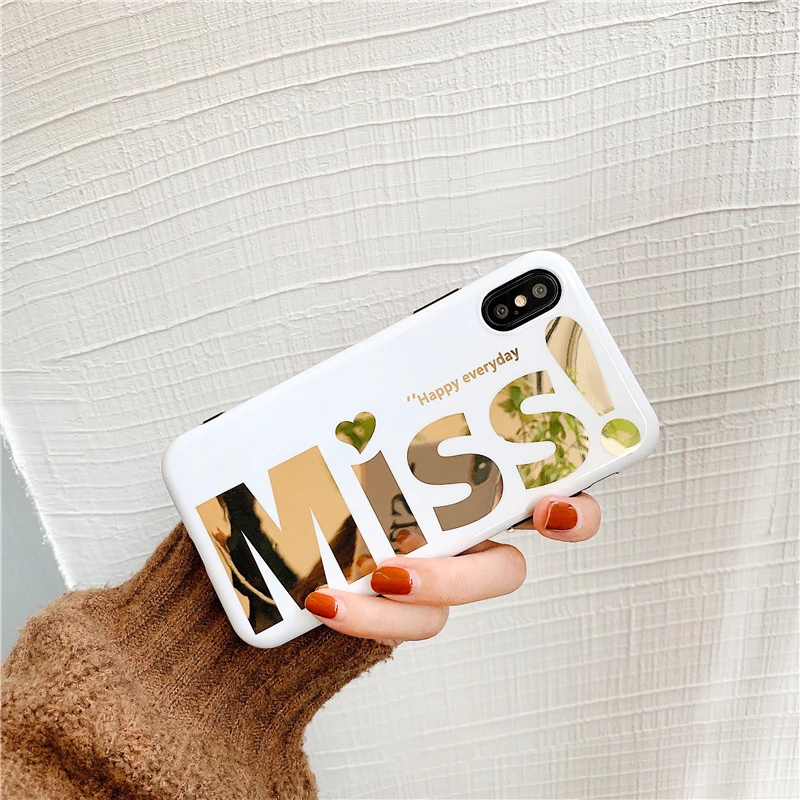 white gold stamping NICE MISS soft shell phone Case For Apple iphone 6 6s 7 8 Plus X XS XR MAX |