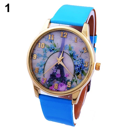 Новый Дизайн платье женское розы Эйфелева башня Искусственная кожа аналоговые