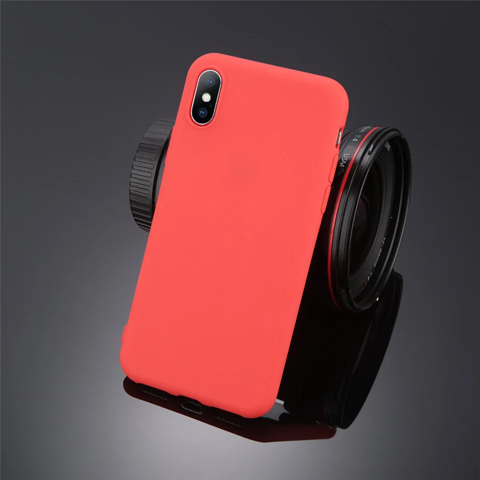 Красный Moskado однотонный карамельный цвет чехол для телефона для iPhone 6S 6 7 8 Plus 5 5S SE Модный чехол для iPhone X XS Max XR Ультратонкий Мягкий ТПУ - Цвет: Красный