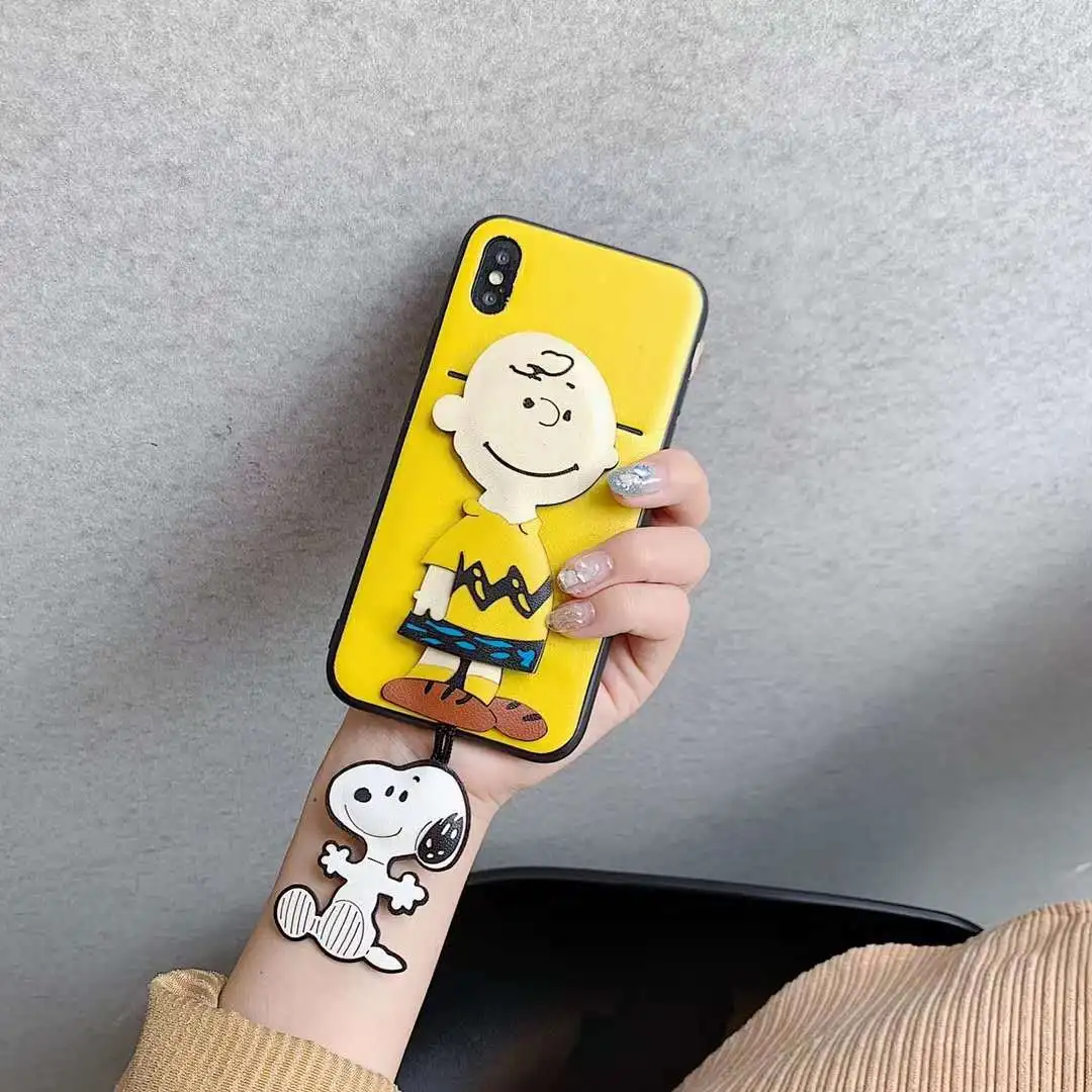 Cute cartoon Charlie Brown suspender Snoopy phone case for iPhone 6 6S 7 8 PLUS X XR XS MAX anti-fall fashion sleeve |