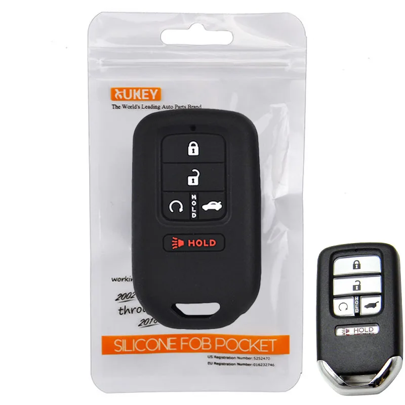 

5 Button Silicone Remote Car Key Case Fob Cover For Honda Civic Accord Cr-v Pilot Crv 2015 2016 2017 2018 Holder Shell Protector
