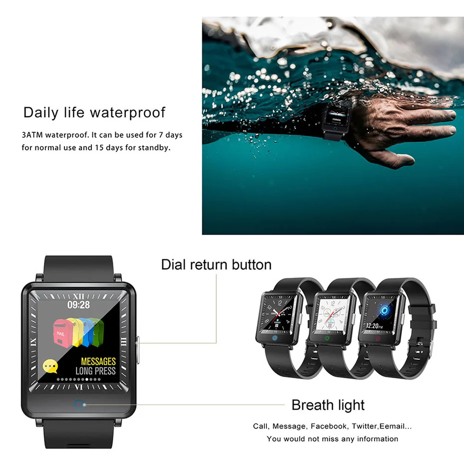 Мужские умные часы модные деловые с двойным экраном водонепроницаемость IP67