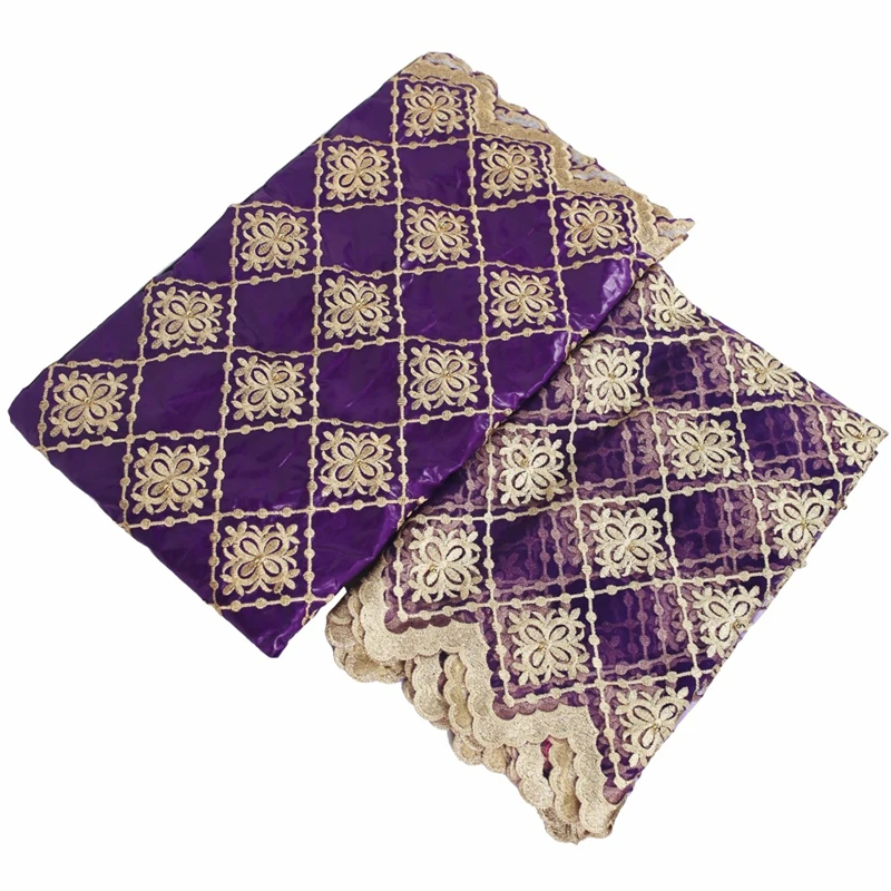 Фиолетовая золотая вышивка воск бисер африканская ткань сделай сам 2019 Новое