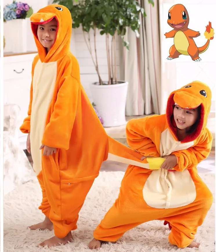 Charmander Косплэй комбинезон костюм для Для детей Onesie Костюмы Хэллоуина Карнавал |
