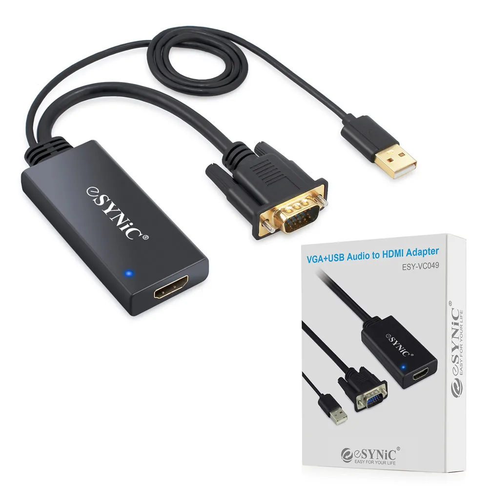Proster преобразователь из VGA в HDMI адаптер 1080P USB мощность аудио VGA HDMI Женский адаптер с кабелем для ПК HDTV проектор