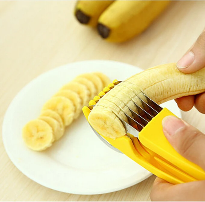 High quality eco-friendly DIY stainless steel banana slicer chopper fruit cutter cucumber vegetable peeler salad home tool | Дом и сад