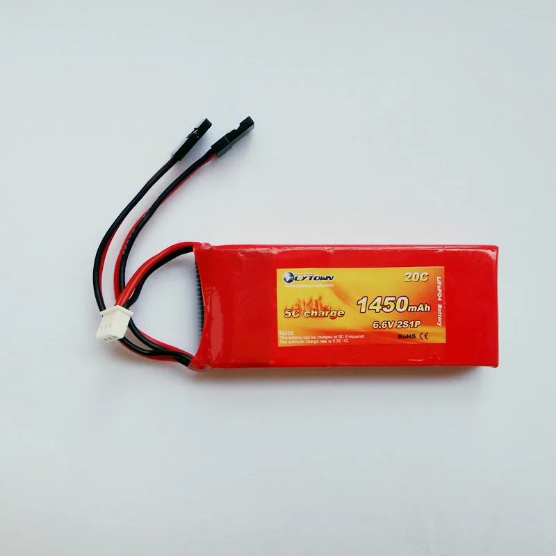 Flytown nano-tech 1450mAh 6,6 V 20C LiFePO4 аккумулятор RX батарея приемник батарея с черным JR разъем и Futaba разъемы