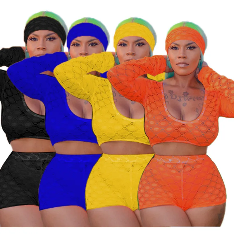 Женский кружевной комплект Adogirl из 4 предметов повязка на голову + укороченный топ