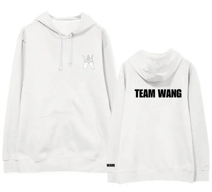 fleece white Kpop got7 Джексон команда Ван же печати флис/тонкий пуловер толстовки для i got7 осень зима унисекс Толстовка - Цвет: fleece white