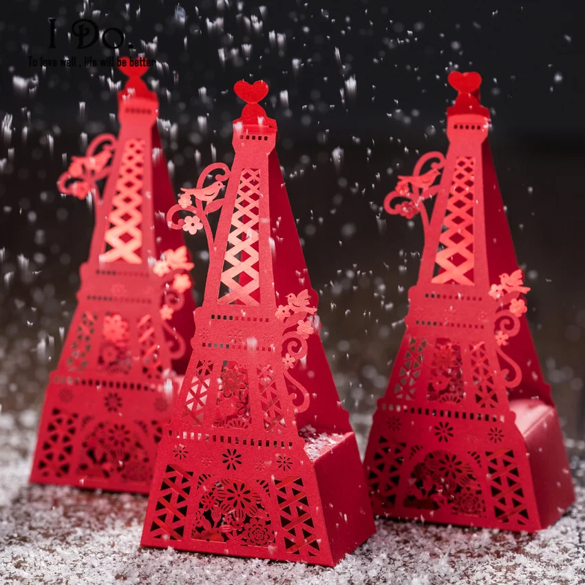 Бесплатная Доставка 10 шт. Эйфелева Башня Свадьбы Пользу Коробки Конфеты Венчания