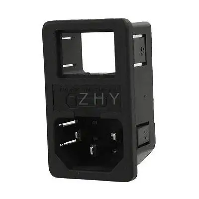 Черный 3 клеммы AC 250V 10A IEC320 C14 Входная вилка электропитания w держатель
