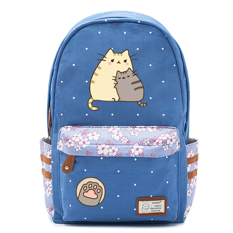 Толстая кошка mochila Холщовая Сумка Единорог Рюкзак для подростков девочек женская школьная Дорожная сумка на плечо высокое качество Милая