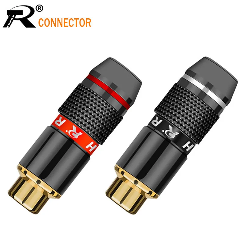 

100pcs/lot Female RCA Jack Socket Wire Connector Gold Plated Jack RCA Speaker Connector 50 Pairs Red+Black Wholesales