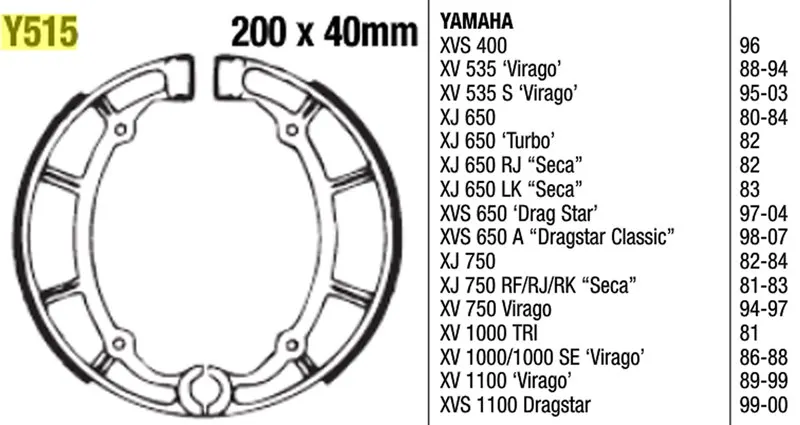 Задние барабанные колодки для Yamaha XV1000 SE XV1100 XV1000 TR1 XV1000 XV535 Virago XVS650A Drag Star Classic XV750 Virago