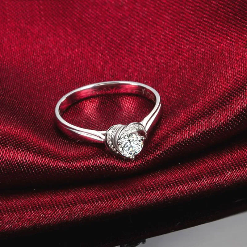 Ювелирные изделия из стерлингового серебра 925 пробы в форме сердца обручальные