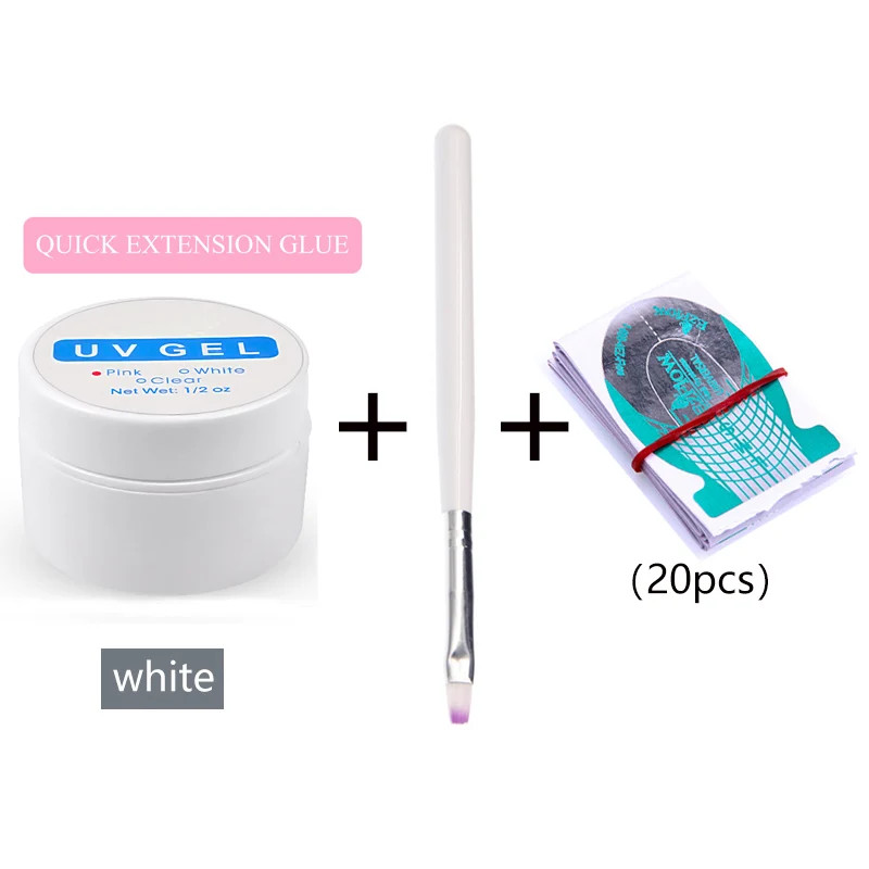 white set-05 10 шт./компл. наращивание ногтей стекловолокна ногтей Акриловые Советы Набор с наращивание ногтей гель пакет наращивание ногтей формы строительный гель - Цвет: white set-05