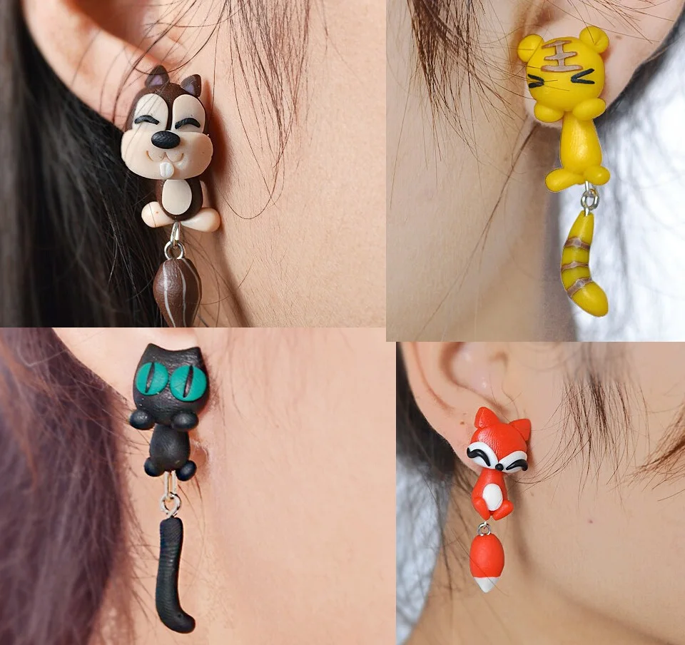 Европейский тренд Пиранья завод Полимерная глина серьги животное кошка рыба