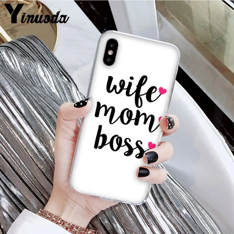 Yinuoda, лучшая мама, босс, слова, окрашенные, аксессуары для телефонов, чехол для Apple iPhone 8 7 6 6S Plus X XS MAX 5 5S SE XR, мобильные чехлы