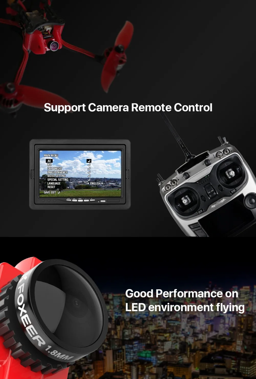 Foxeer Falkor Micro 2 камера 1200TVL FPV 16:9/4:3 PAL/NTSC переключаемая CMOS 1/3 GWDR камера RC гоночный Дрон Всепогодная камера