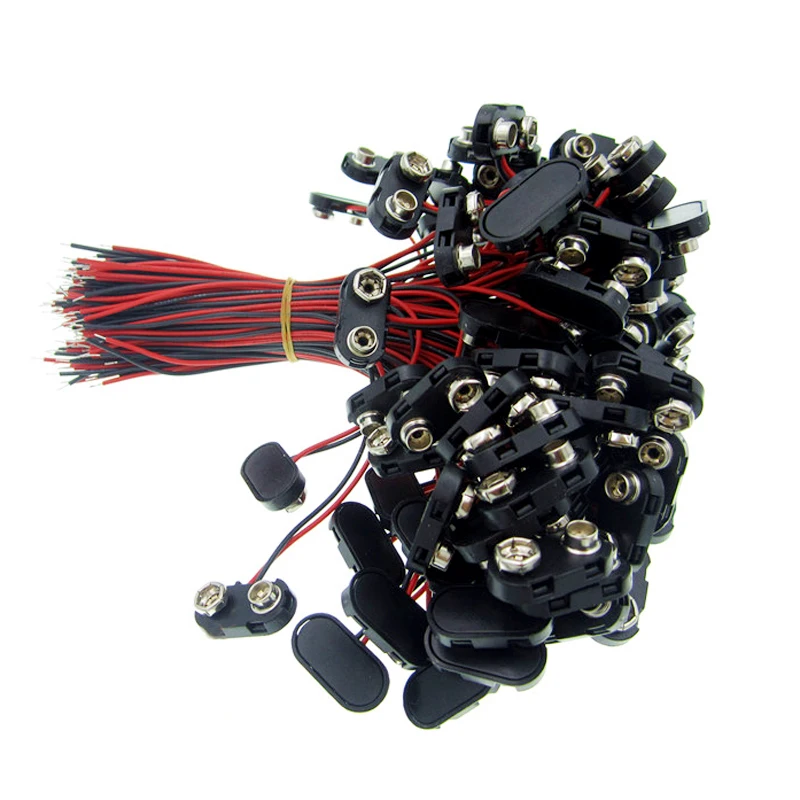 

100pcs 9V Battery Snap Connector clip Lead Wires holder