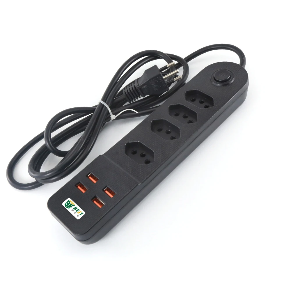 Электрическая розетка 3/4 gang с 4 USB портами стандартный бразильский