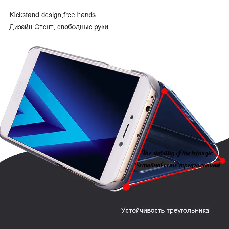 Роскошный зеркальный чехол для Samsung galaxy S6 S7 откидной кожаный Edge полупрозрачный