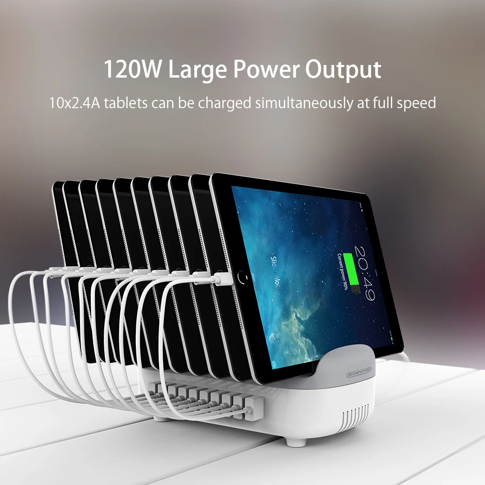 NTONPOWER настольная мульти док-станция для зарядки с USB с держателем телефона Органайзер 10 портов 2.4A Быстрая зарядка для iPad/iPhone/Xiaomi