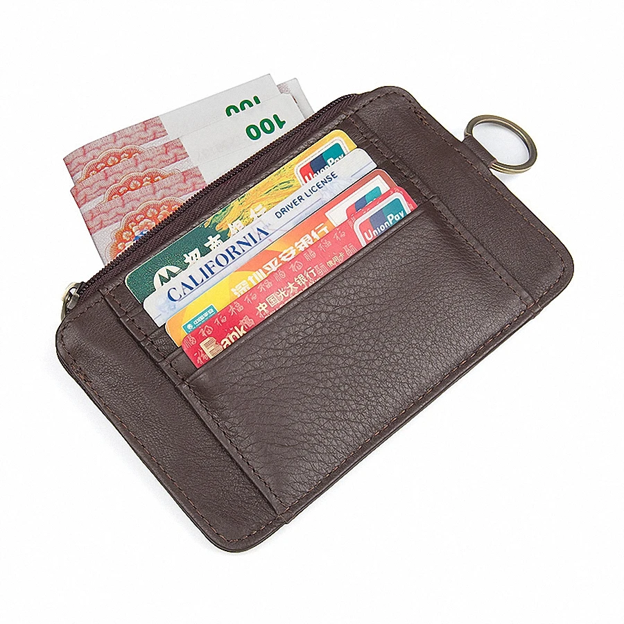 Тонкий держатель для карт с кольцом ключей карман монет мужские держатели