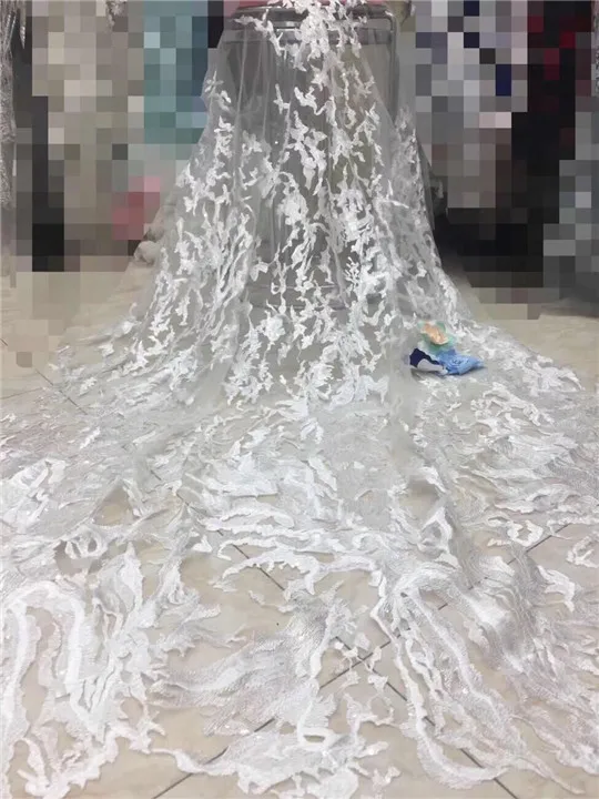 

2019 Высококачественная африканская кружевная ткань Union французская сетчатая вышивка Тюлевое кружево с пайетками ткань для нигерийских вече...