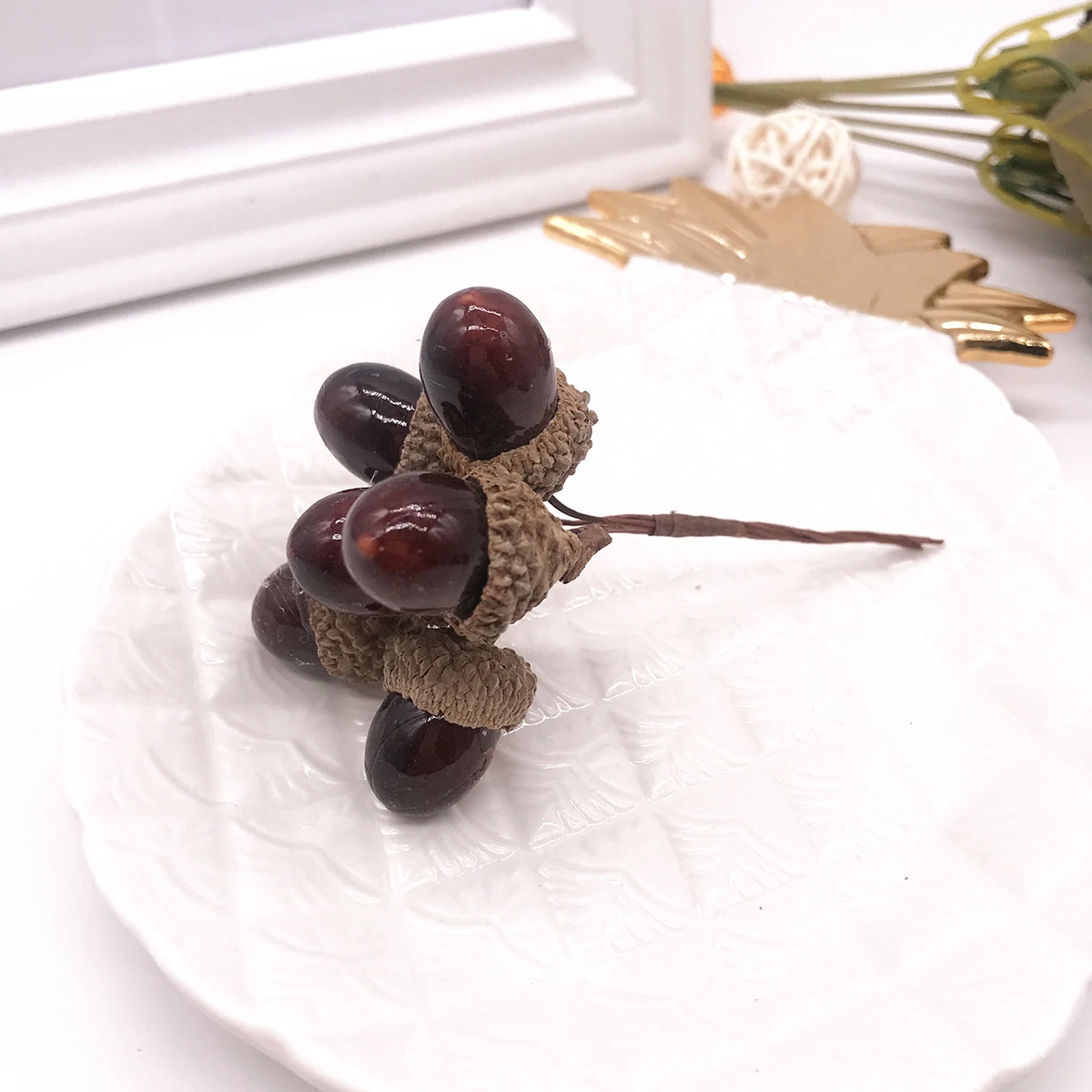 1 6 pcs foam pine cone handmade artificial bouquet Christmas wedding home berry decoration DIY gift box scrapbooking wreath flower - Цвет: 1